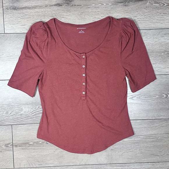 Anthropologie Puff Sleeve Henley Top - Picture 6 of 14